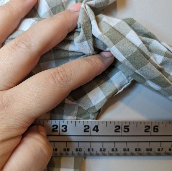 J Crew Slim Flex Washed Tan & White Checkered  Plaid Gingham XL Mens Button Down - Picture 9 of 9